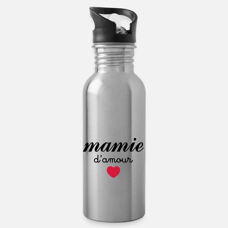 Mamie d'Amour - Gourde avec paille intégrée - argent clair