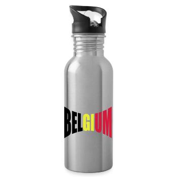 Belgium Belgium Text Flag Cool Football Fan Fun - Water bottle with straw - silver - Right