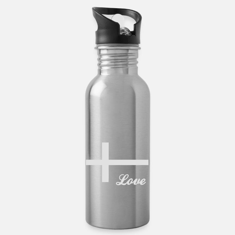 Love Denmark Danmark Daenemark - Trinkflasche mit integriertem Trinkhalm - Lightsilver