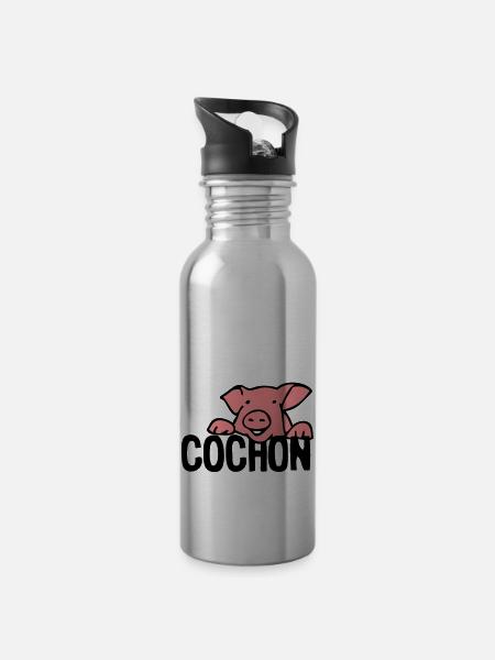 cochon pig tete 28054 - Gourde avec paille intégrée - argent clair