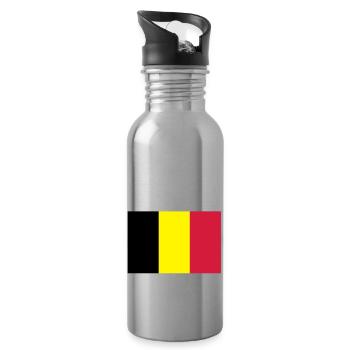 drapeau_belgique - Gourde avec paille intégrée - argent clair - Droite
