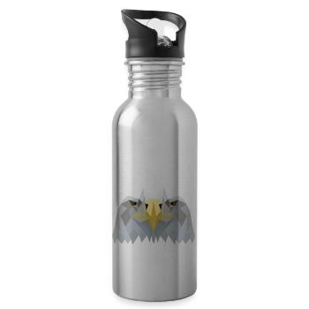 eagle head - Water bottle with straw - silver - Right