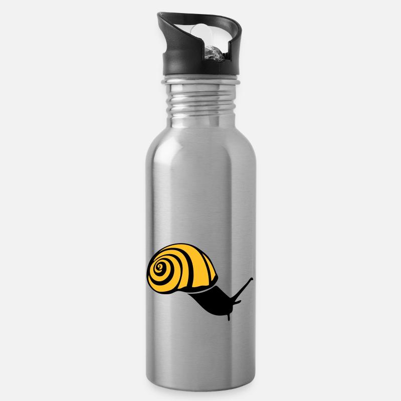 Schnecke Schnecke Schnecke schnecke lumaca2 - Trinkflasche mit integriertem Trinkhalm - Lightsilver