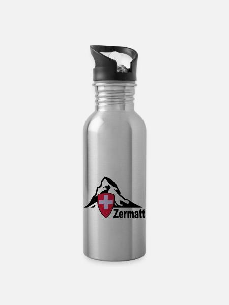 zermatt - Trinkflasche mit integriertem Trinkhalm - Lightsilver