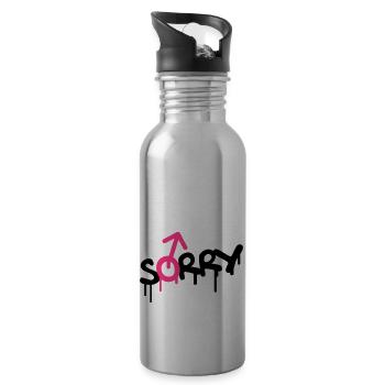 Sorry Gay - Water bottle with straw - silver - Right