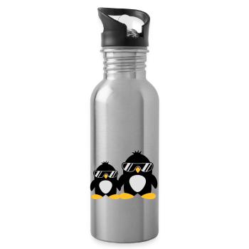 Cool Penguin Dad And Boy - Trinkflasche mit integriertem Trinkhalm - Lightsilver - Rechts