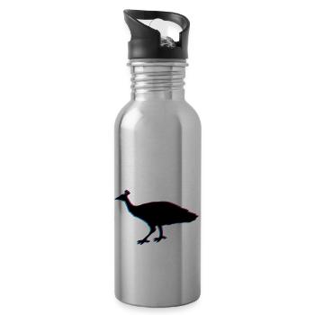 3d vogel silhouette umriss schatten pfau fasan fed - Trinkflasche mit integriertem Trinkhalm - Lightsilver - Rechts