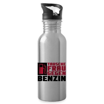 Tausche Frau gegen Benzin - Trinkflasche mit integriertem Trinkhalm - Lightsilver - Rechts