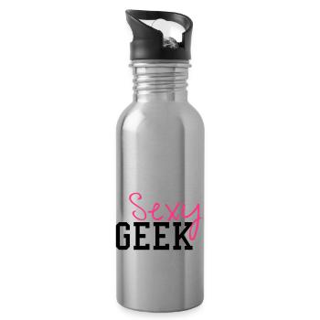 Sexy Geek - Water bottle with straw - silver - Right