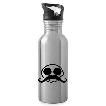 moustachu tête de mort à moustache drôle - Gourde avec paille intégrée - argent clair - Droite