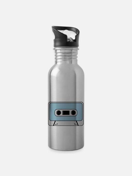 cassette - Water bottle with straw - silver