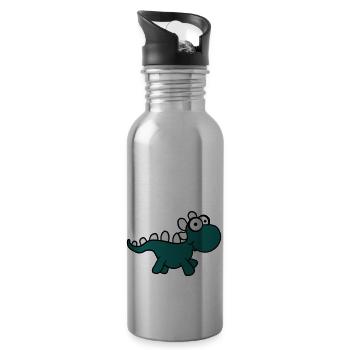 Süßes Kleiner Niedlicher Baby Dino Kind - Trinkflasche mit integriertem Trinkhalm - Lightsilver - Rechts