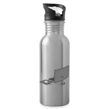 souris clavier écran bureau à domicile bureau travail - Gourde avec paille intégrée - argent clair - Droite