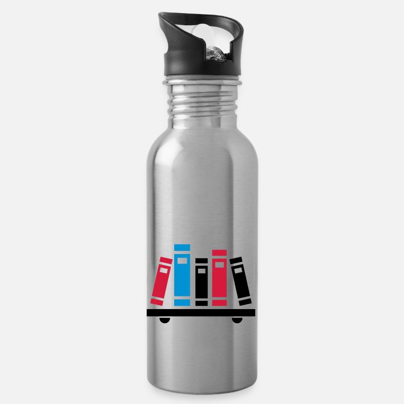 Bücher - Trinkflasche mit integriertem Trinkhalm - Lightsilver