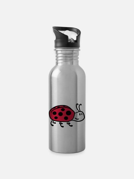 Mignon petite coccinelle douce - Gourde avec paille intégrée - argent clair