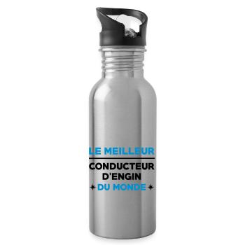 Conducteur d'engin / BTP / Travaux / Construction - Gourde avec paille intégrée - argent clair - Droite