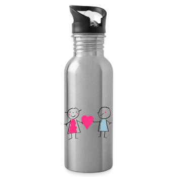 Love / Amour / Liebe Valentine's Day Valentinstag - Water bottle with straw - silver - Right