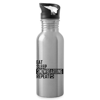 eat sleep snowboarding - Water bottle with straw - silver - Right