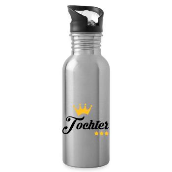 Sohn / Tochter / Familie / Mädchen - Trinkflasche mit integriertem Trinkhalm - Lightsilver - Rechts
