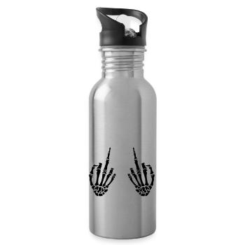 middle fingers design - Trinkflasche mit integriertem Trinkhalm - Lightsilver - Rechts