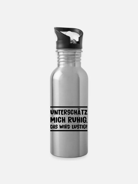 unterschaetz_mich_ruhig - Trinkflasche mit integriertem Trinkhalm - Lightsilver