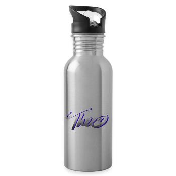 theo graffiti font - Water bottle with straw - silver - Right