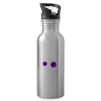 cute monster face - Water bottle with straw - silver - Right