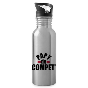 papy de compet' - cadeau papy - anniversaire papy - Gourde avec paille intégrée - argent clair - Droite