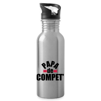 papa de compet' - fête des pères - anniversaire - Gourde avec paille intégrée - argent clair - Droite