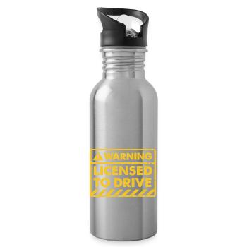 Warning licensed to drive - driving license - new - Water bottle with straw - silver - Right