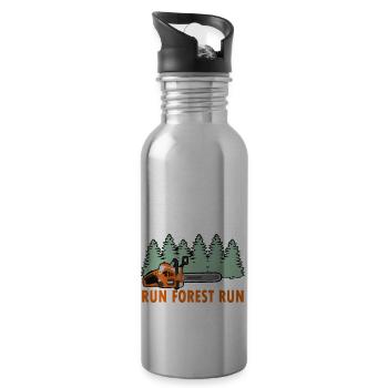 Tronçonneuse Run Forest Run Funny Lumberjack stihl s - Gourde avec paille intégrée - argent clair - Droite