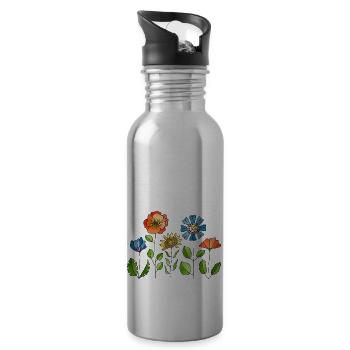 Fleur - Gourde avec paille intégrée - argent clair - Droite
