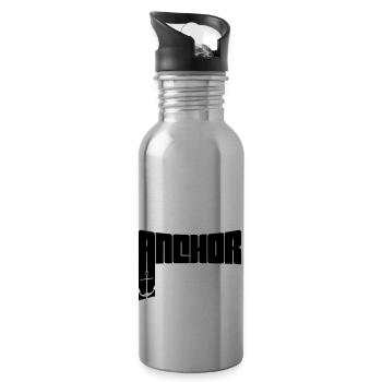 Text Anchor Crew - Water bottle with straw - silver - Right