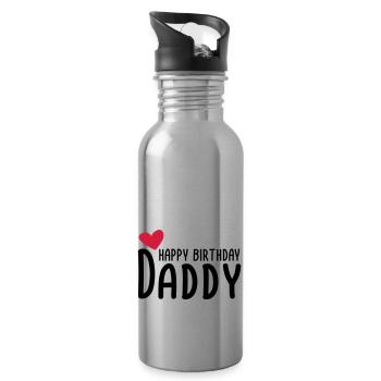 Joyeux anniversaire papa - Gourde avec paille intégrée - argent clair - Droite