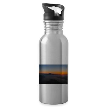 Pilatus bei Sonnenuntergang mit Vierwaldstättersee - Trinkflasche mit integriertem Trinkhalm - Lightsilver - Rechts