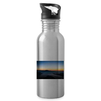 Pilatus bei Sonnenuntergang mit Vierwaldstättersee - Trinkflasche mit integriertem Trinkhalm - Lightsilver - Rechts