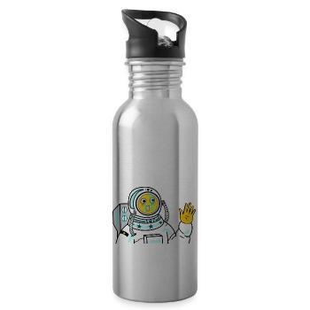 Astronautes Drôle - Gourde avec paille intégrée - argent clair - Droite