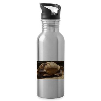 Galapagos Giant Turtle - Water bottle with straw - silver - Right