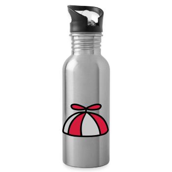 Colorful propeller cap wind turbine hat - Water bottle with straw - silver - Right