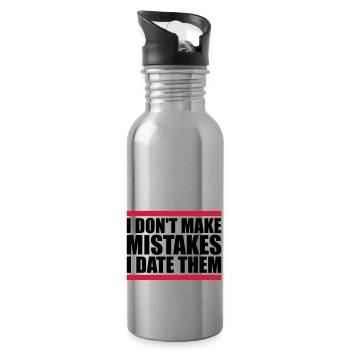 Date Mistakes Quote Logo - Water bottle with straw - silver - Right