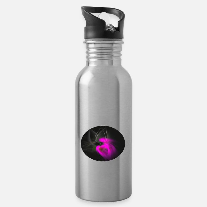 Farbenexplosion - Trinkflasche mit integriertem Trinkhalm - Lightsilver