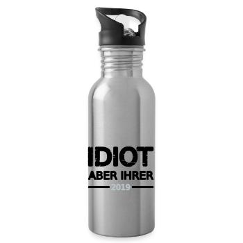 Idiot Pärchen 2019 Mann Design Motiv Grunge Vector - Trinkflasche mit integriertem Trinkhalm - Lightsilver - Rechts