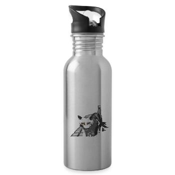 the strange cat - Water bottle with straw - silver - Right