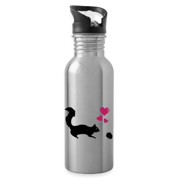 Eichhörnchen Love - Trinkflasche mit integriertem Trinkhalm - Lightsilver - Rechts
