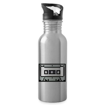 Cassette Idée cadeau rétro pixélisée - Gourde avec paille intégrée - argent clair - Droite