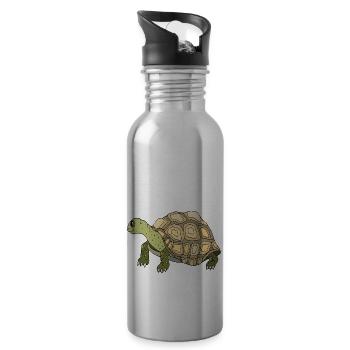 Tortue - Gourde avec paille intégrée - argent clair - Droite
