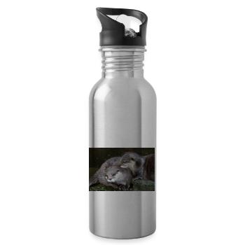 Asiatischer Kleinkrallenotter Zwergotter - Trinkflasche mit integriertem Trinkhalm - Lightsilver - Rechts