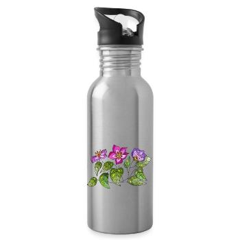 Fleur - Gourde avec paille intégrée - argent clair - Droite