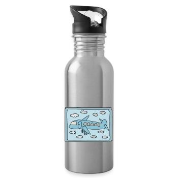 Airplane Design - Water bottle with straw - silver - Right