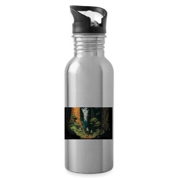 Interstelar in the woods - Water bottle with straw - silver - Right